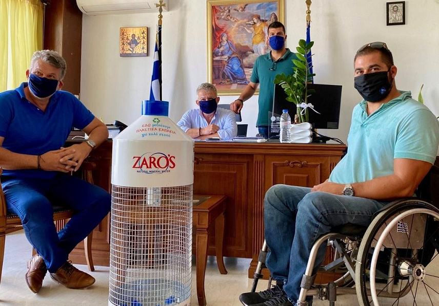 Στο Δημαρχείο Φαιστού ένας από τους 50 κάδους ανακύκλωσης πλαστικών καπακιών