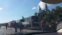 Φωτιά σε τουριστικό λεωφορείο στην εθνική οδό (βιντεο)