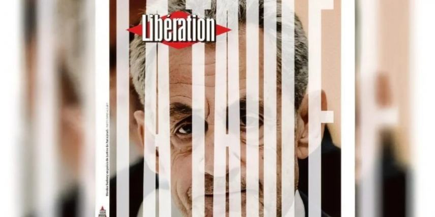«Ο Σαρκοζί πίσω από τα σίδερα» -το εξώφυλλο της Libération μετά την καταδίκη του πρώην προέδρου